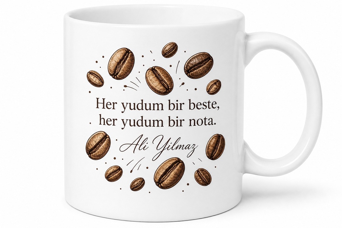 Baristalara Özel Kahve Çekirdeği Desenli Tasarım Kupa Bardak Hediye