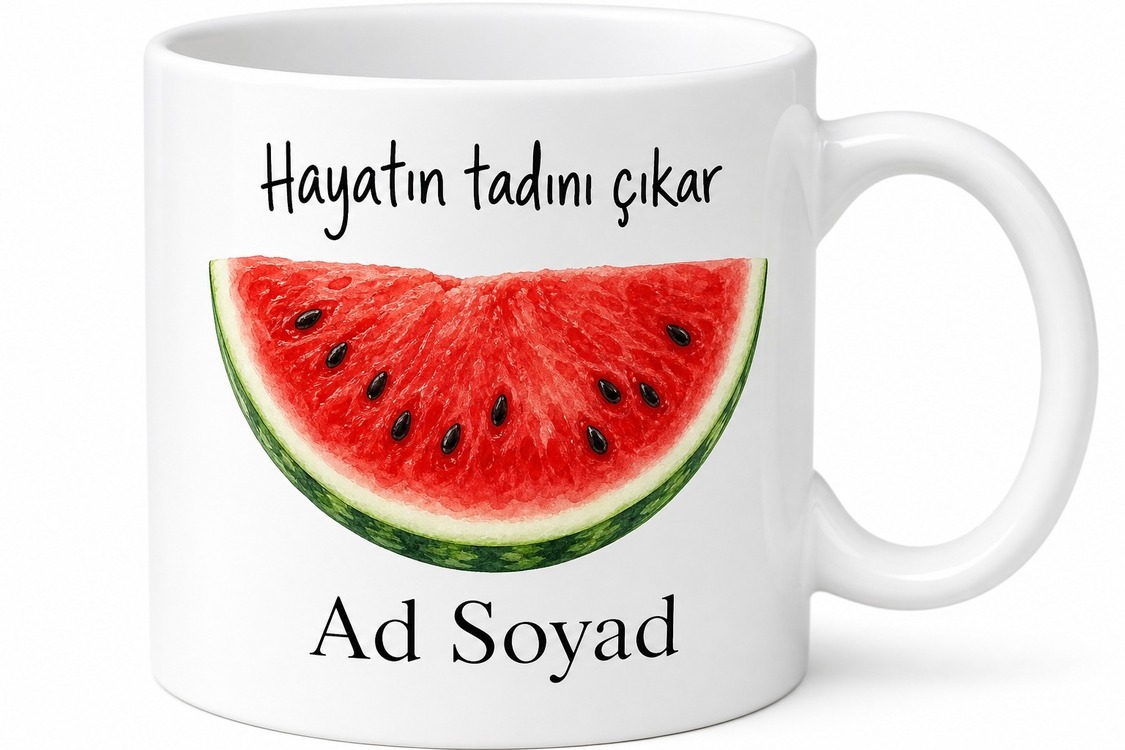 Karpuz Dilimi Tasarımlı Ferahlatıcı Seramik Kupa Bardak Hediye