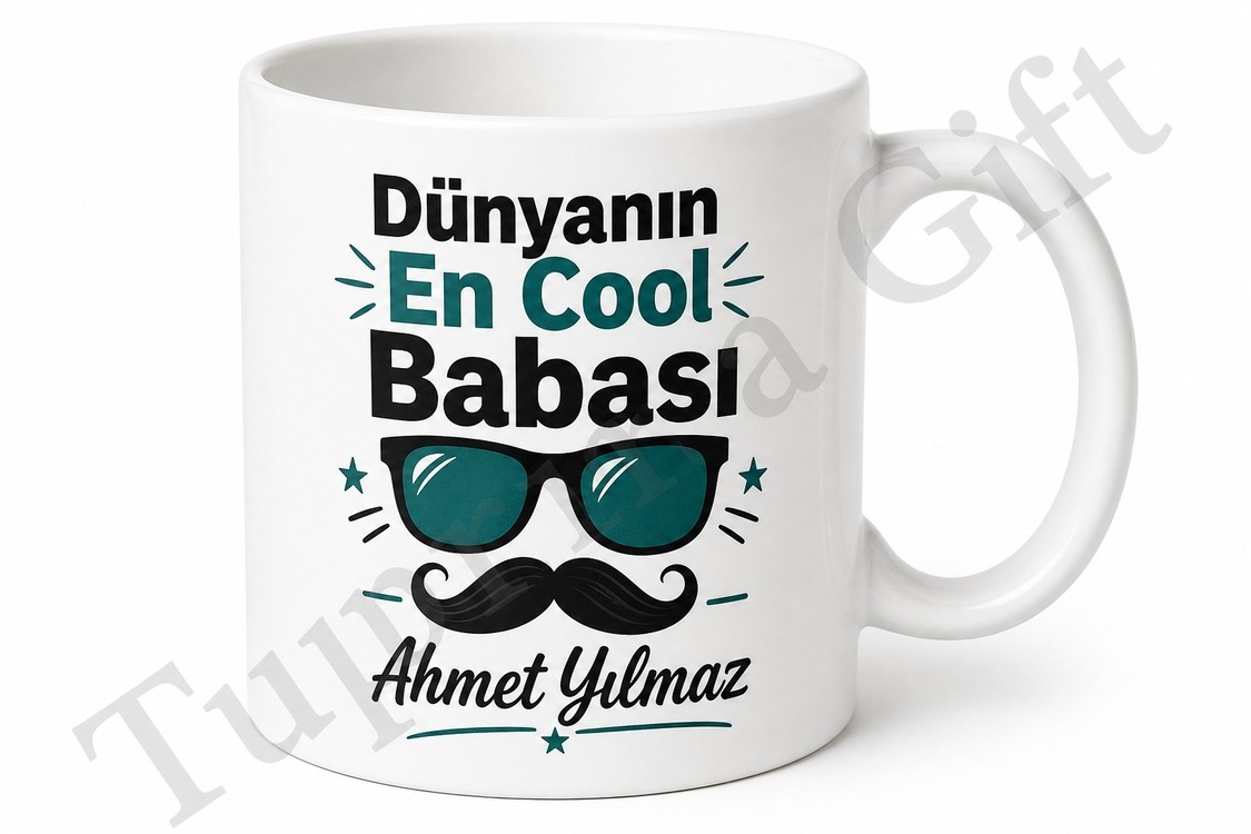 Dünyanın En Cool Babası Yazılı Kupa Bardak Babalar Günü Hediyesi Baskılı