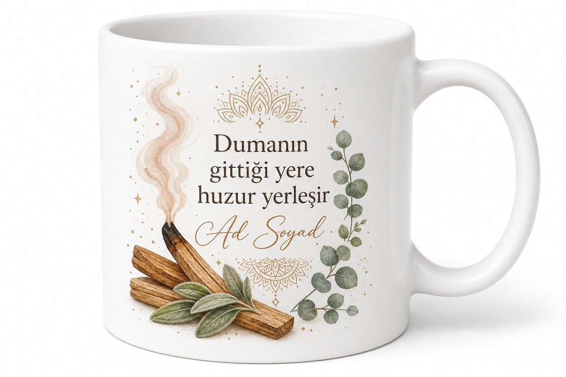 Palo Santo Tütsü Bağımlısı Bohem Ruh Aromaterapi Özel Tasarım Baskılı Kupa Bardak Hediye
