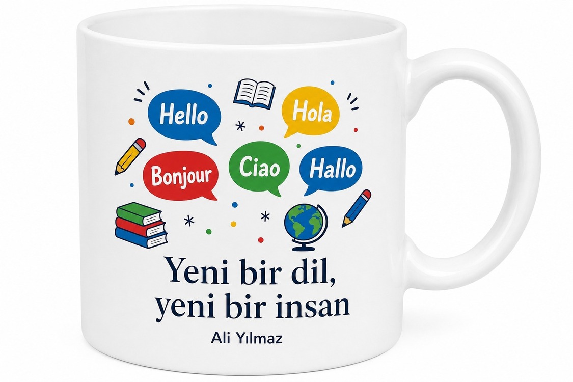 Dil Kursuna Gidenlere Yeni Bir Dil Yeni Bir İnsan Çay Kupası Hediye