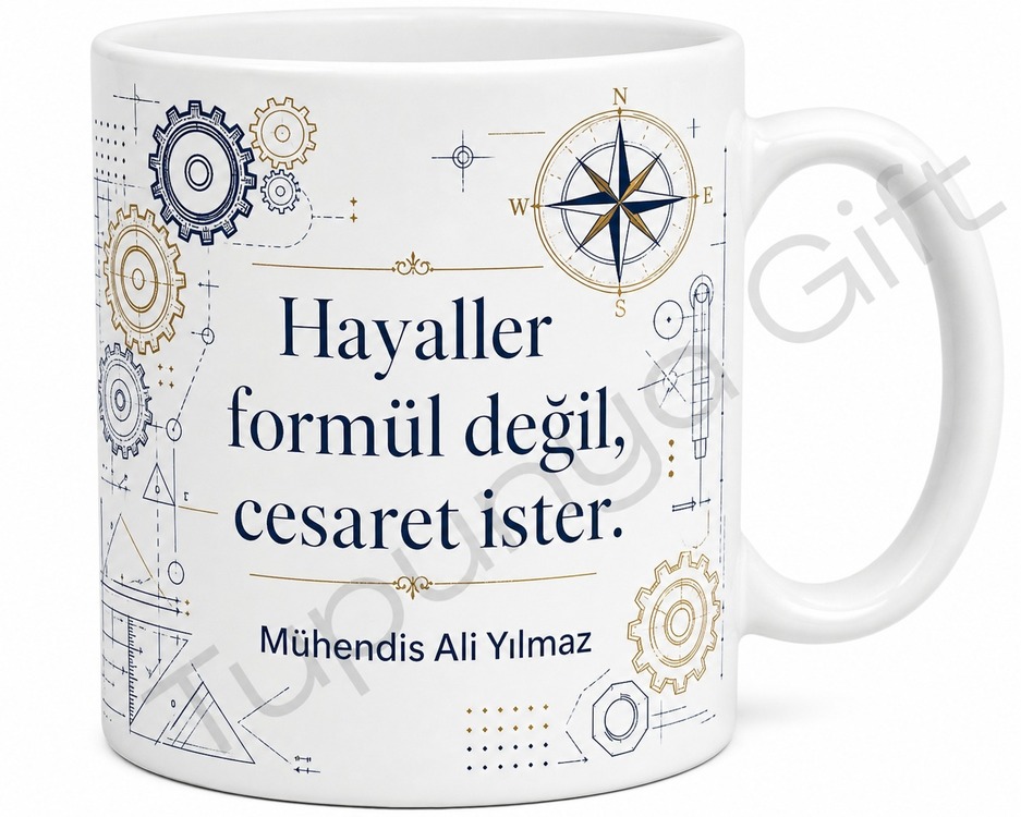 Mühendislik Mezununa Hediye Baskılı Kupa Bardak Özel Tasarım Mezuniyet