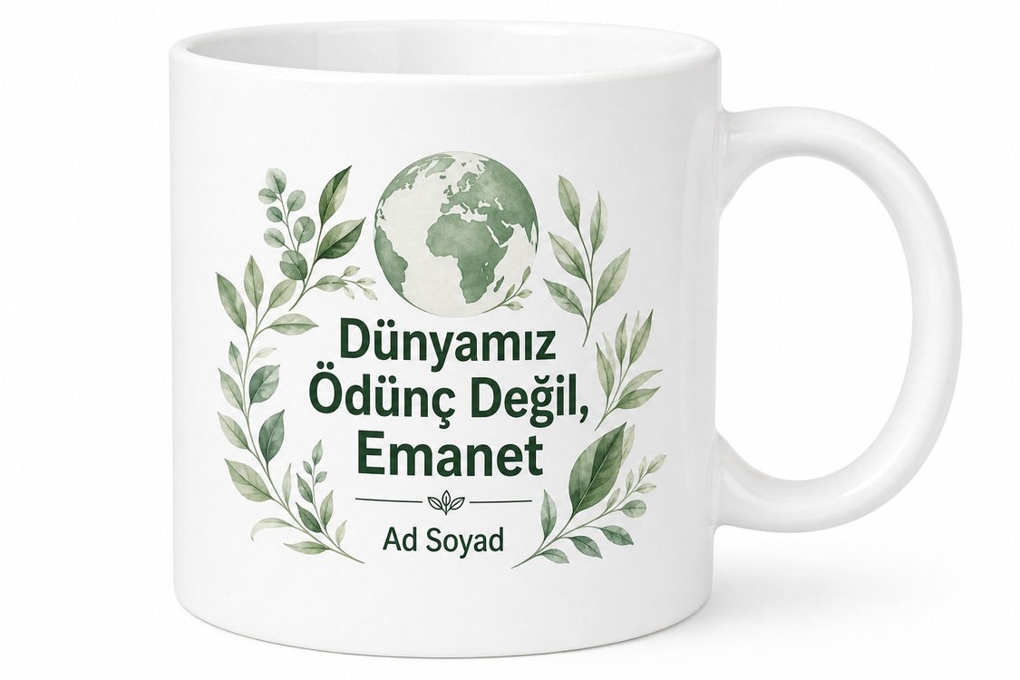Plastic Free Temalı Plastiksiz Kupa Bardak Doğa Dostu Özel Tasarım Hediye