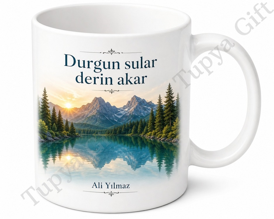 Göl Manzarası Temalı Baskılı Kupa Bardak Doğa Severlere Hediye