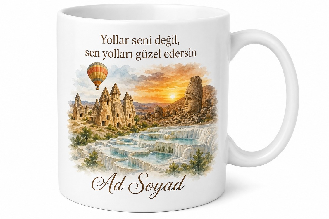 Anadolu Yolculuğu Temalı Baskılı Kupa Bardak Özel Tasarım Hediye