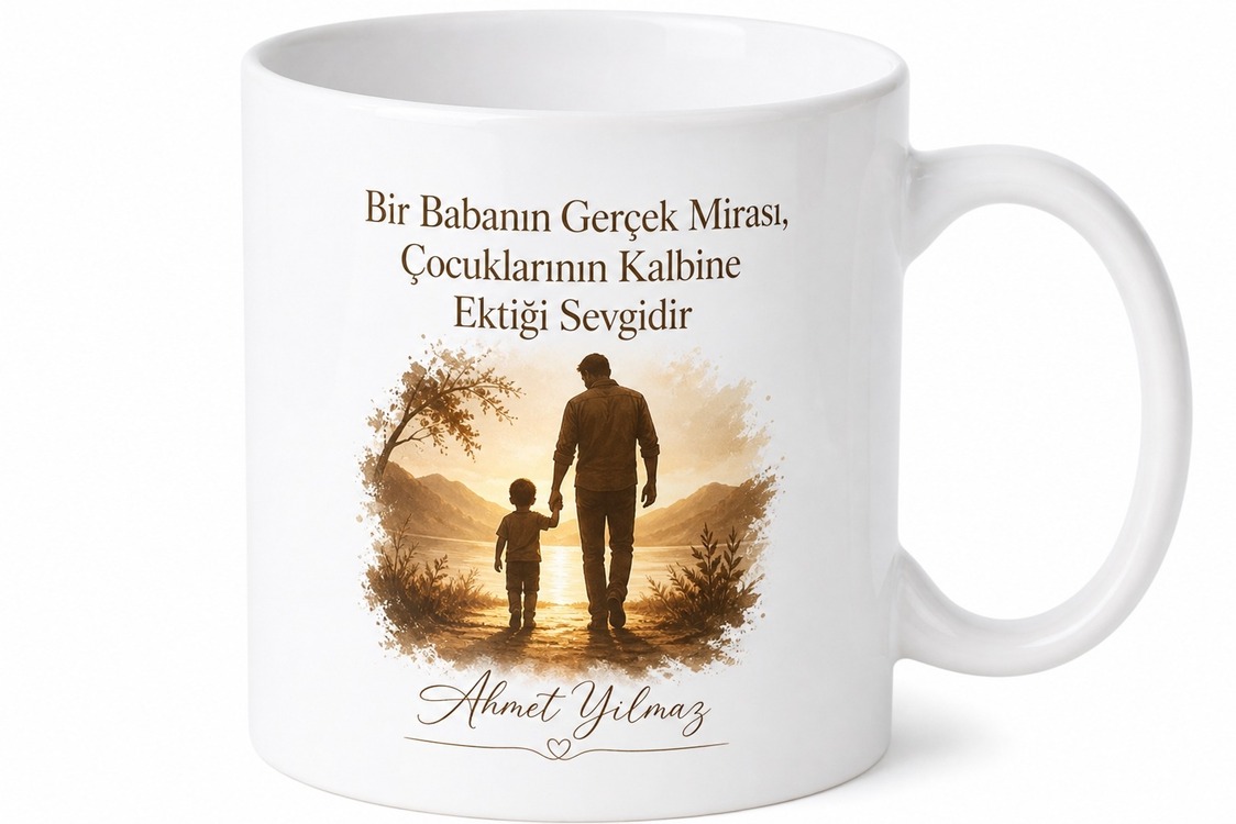Babamın Mirası Sevgi Yazılı Kupa Bardak Babalar Günü Hediyesi Baskılı Kupa