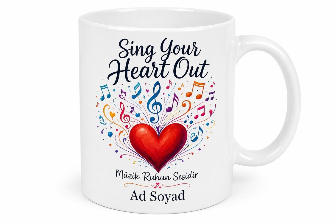 Sing Your Heart Out Yazılı Vokalistlere Özel Tasarım Porselen Kupa Bardak Hediye