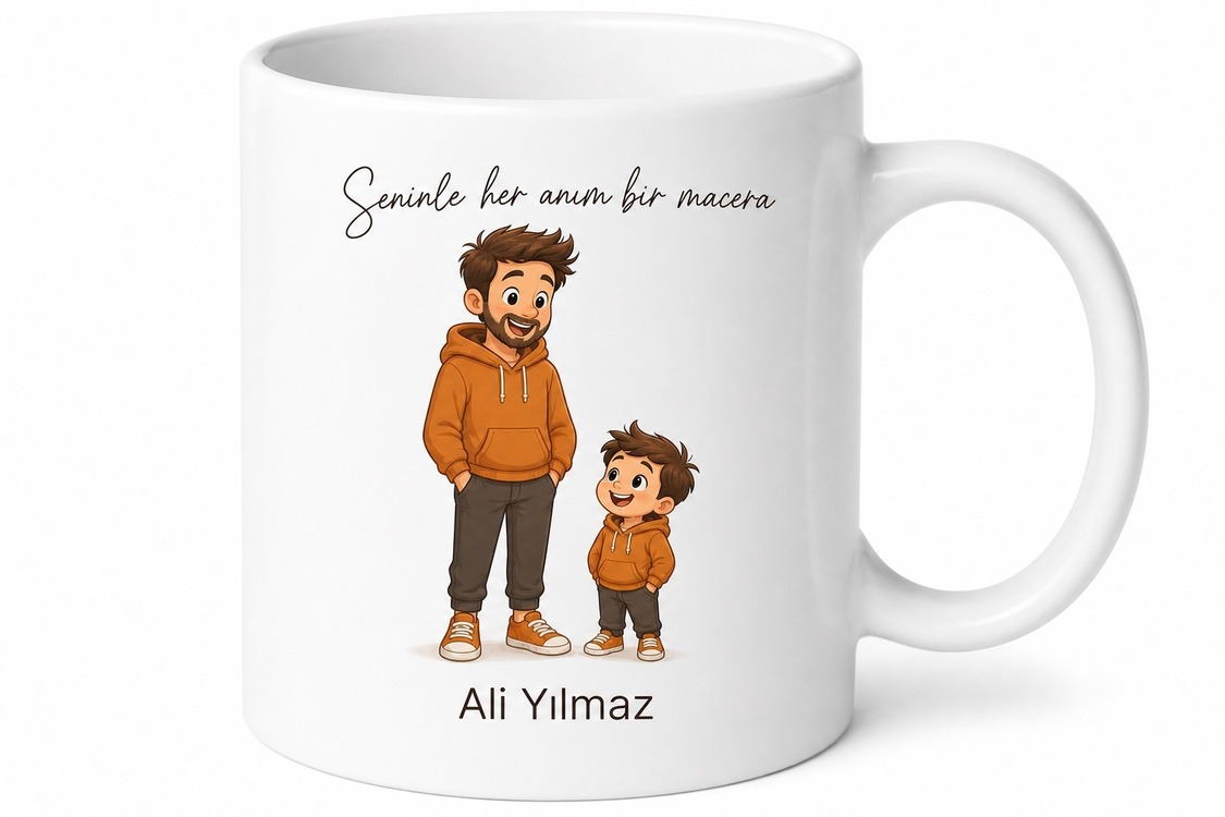 Seninle Her Anım Baba Temalı Eğlenceli Kupa Bardak Babalar Günü Hediyesi