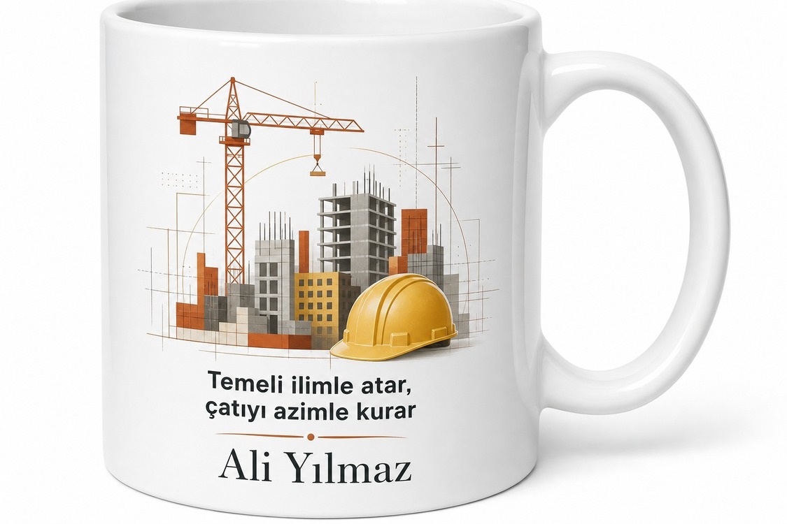 Şantiye Şefi İnşaat Mühendisi Temelden Çatıya Orkestra Şefi İsme Özel Kupa Bardak Hediye