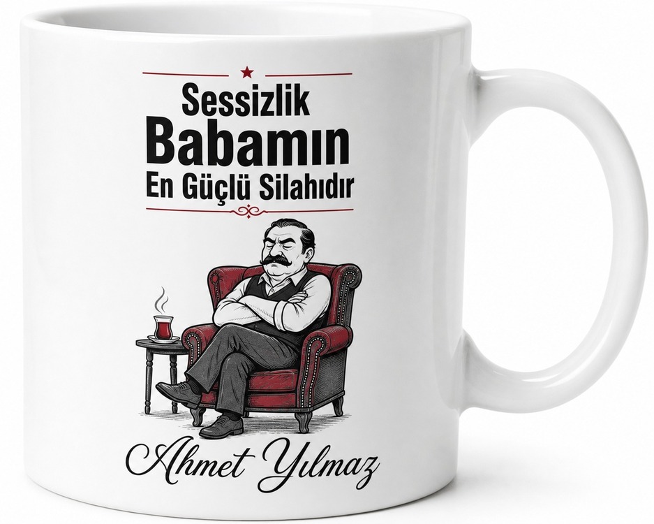 Sessizlik Babamın Yazılı Komik Kupa Bardak Babalar Günü Hediyesi