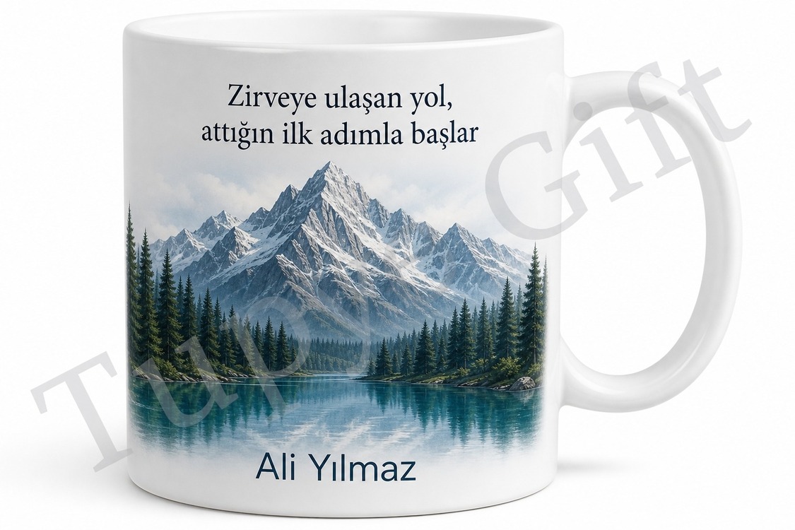 Dağ Manzarası Baskılı Kupa Bardak Doğa Temalı Özel Tasarım Hediye