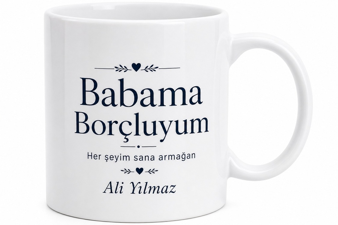 Babama Borçluyum Yazılı Kupa Bardak Babalar Günü Hediyesi Baba Kupa