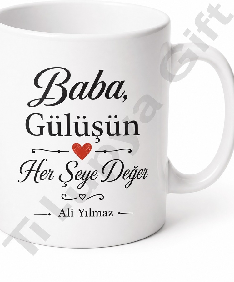 Baba Gülüşün Her Şeye Değer Yazılı Kupa Bardak Babalar Günü Hediye