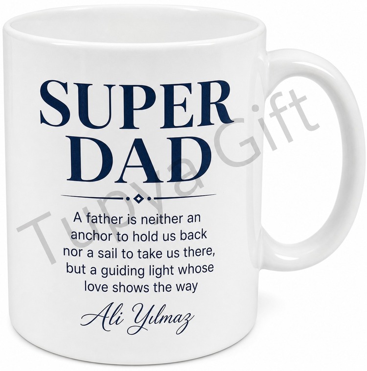 Super Dad Yazılı Kupa Bardak Babalar Günü Hediyesi İngilizce Tasarım