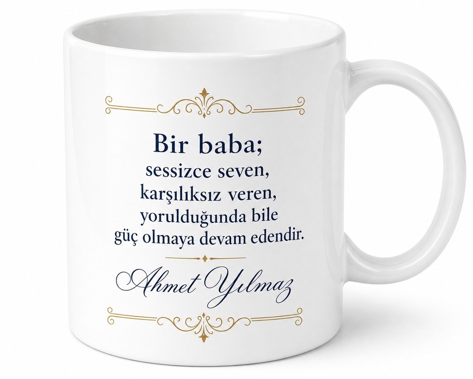 Eksiksiz Baba Yazılı Özel Kupa Bardak Babalar Günü Hediyesi