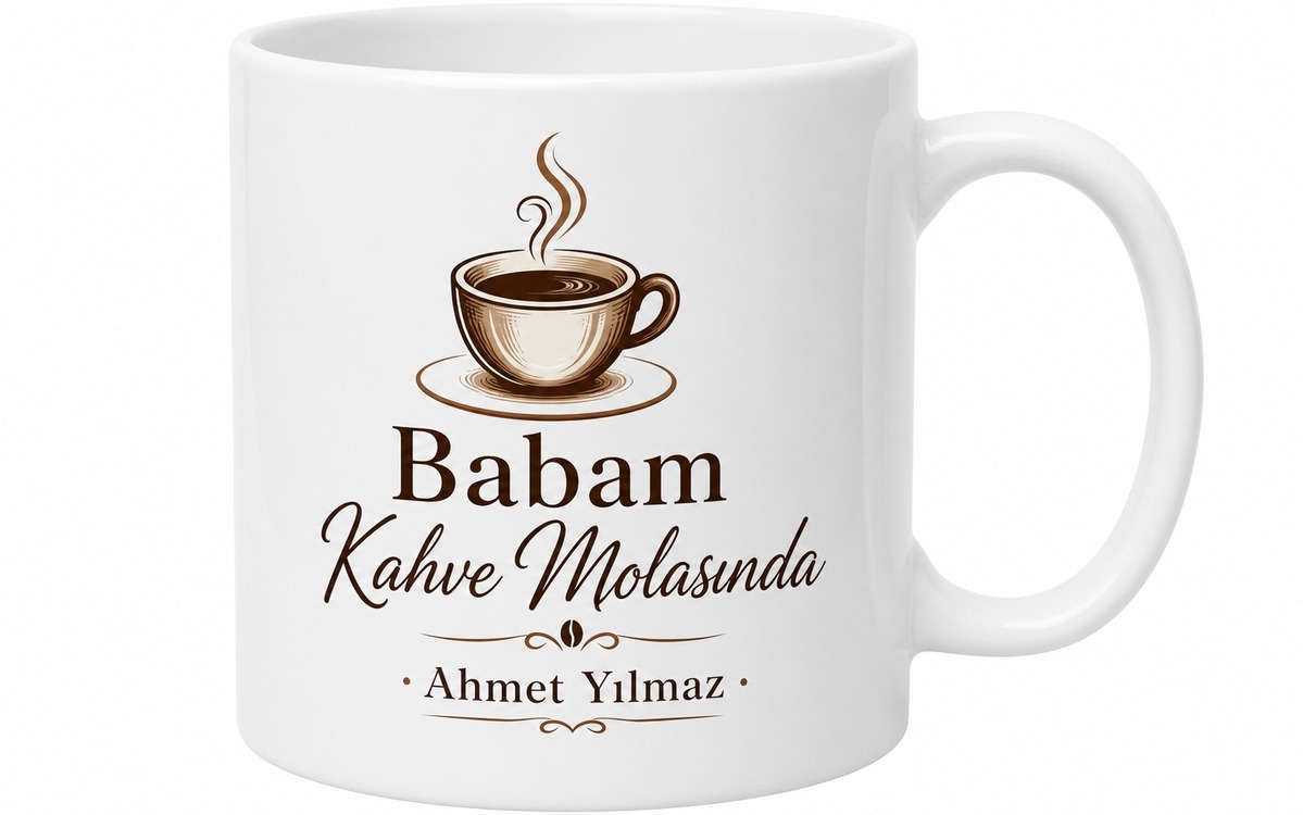 Babam Kahve Molasında Yazılı Kupa Bardak Babalar Günü Hediyesi