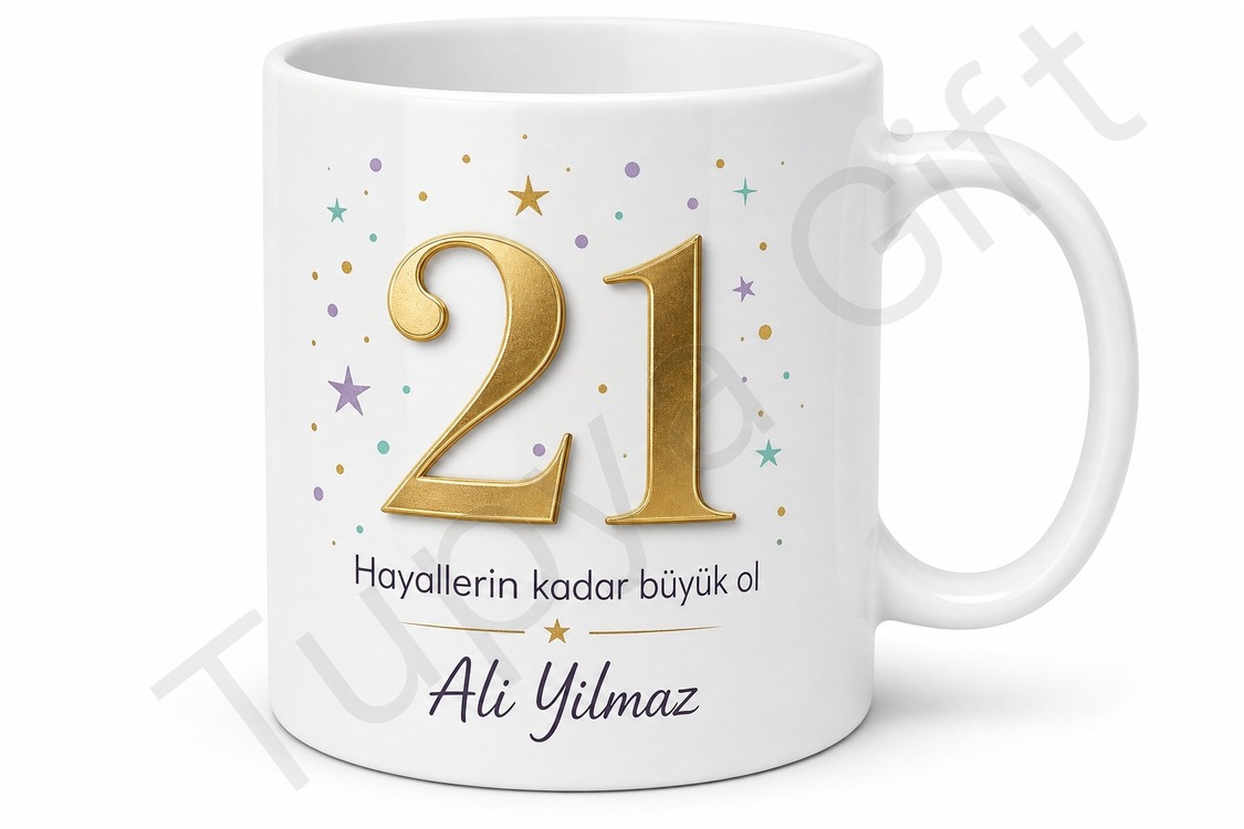 21 Yaş Doğum Günü Hediyesi Kupa Bardak Üniversite Gençliğine Özel Baskılı