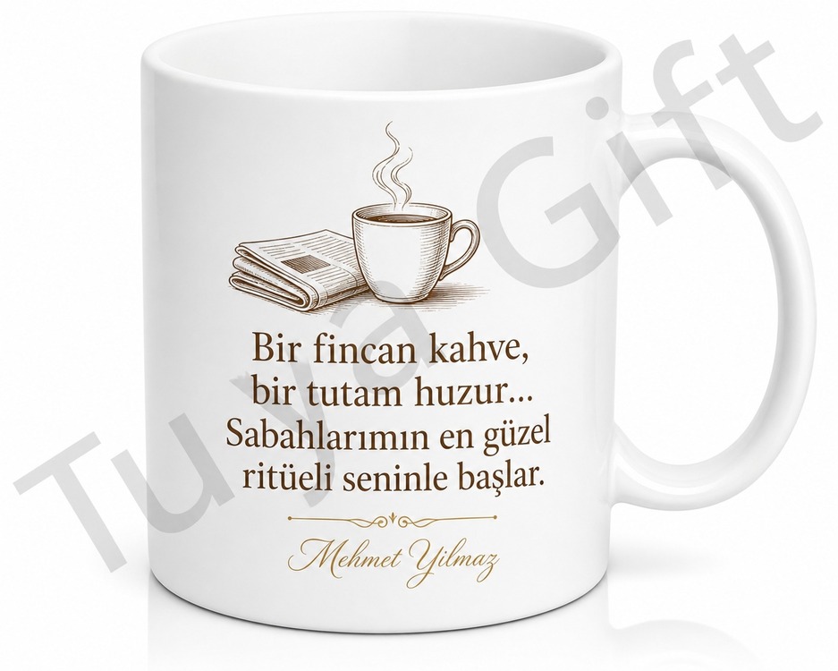 Babamın Sabah Ritüeli Yazılı Kupa Bardak Babalar Günü Hediyesi Özel Tasarım