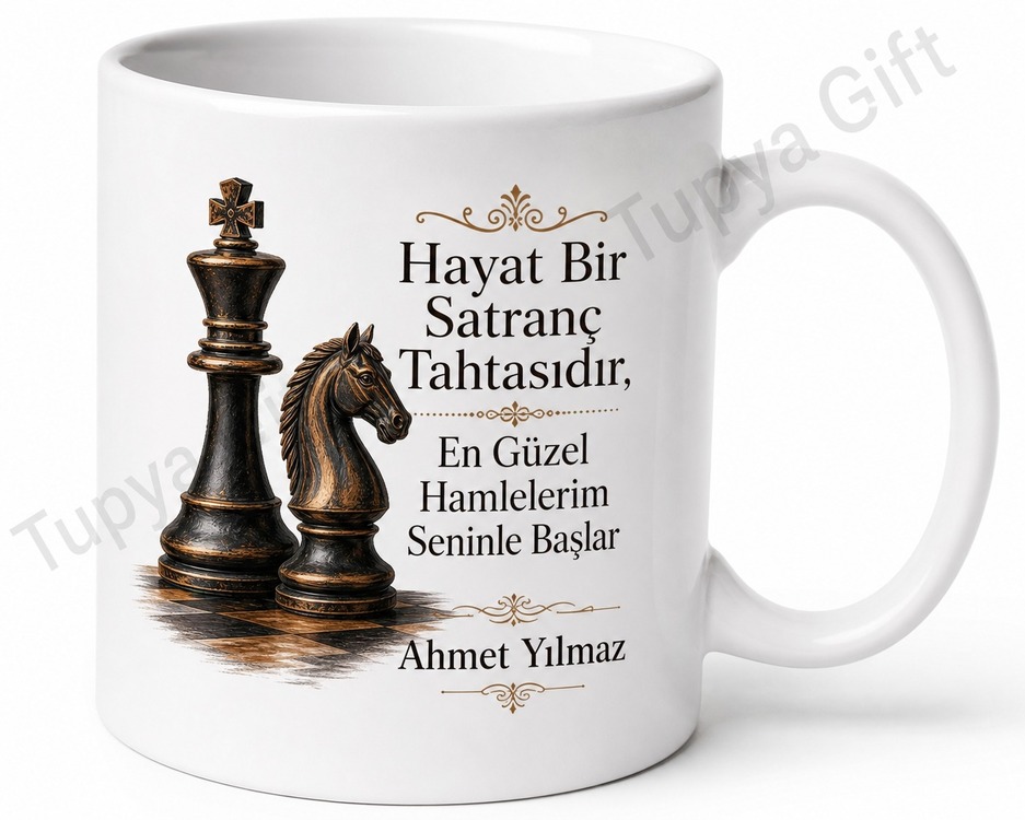 Satranç Oynayan Baba Temalı Kupa Bardak Babalar Günü Hediyesi Özel Tasarım