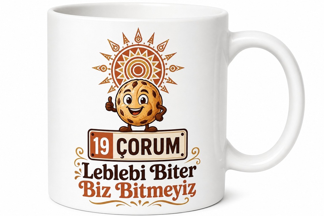 Çorum Plakalı Hitit Güneşi Ve Leblebi Temalı Esprili Çay Kupası Hediye