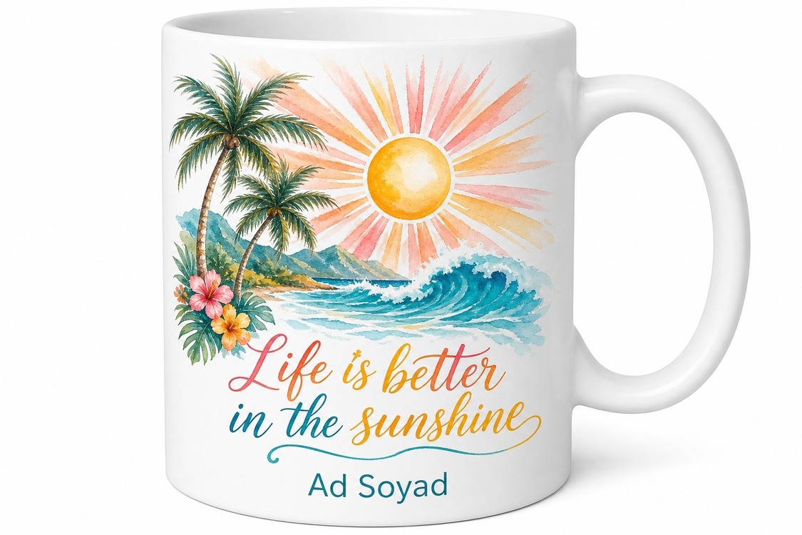 Summer Vibes Temalı Yaz Tatili Severlere Özel İngilizce Kupa Bardak Hediye