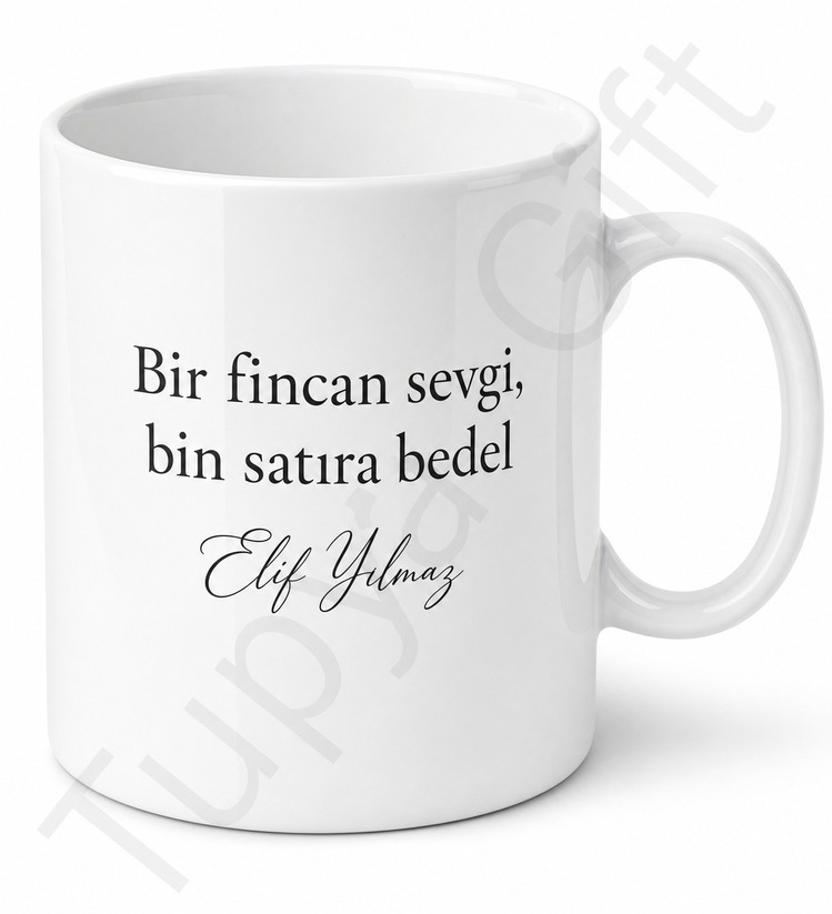 Şiir Yazılı Kişiye Özel Baskılı Kupa Bardak Hediye Porselen Mug