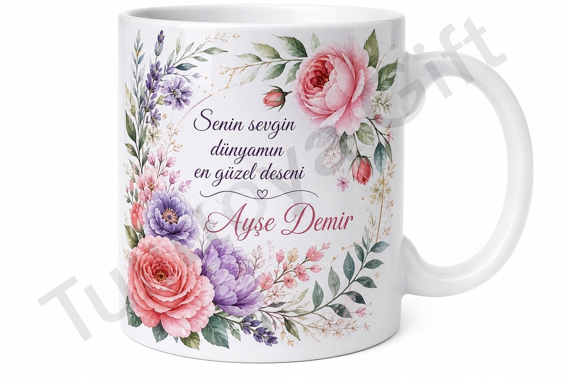 Anne İçin Karışık Desenli Baskılı Kupa Bardak Anneler Günü Hediyesi