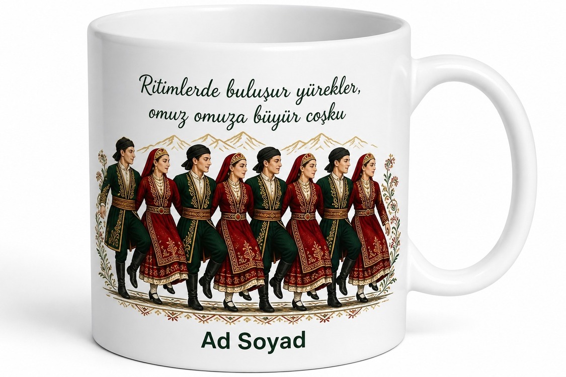 Artvin Atabarı Kafkas Ritimleri Gençleri Omuz Omuza Coşku Kupa Bardak Hediye