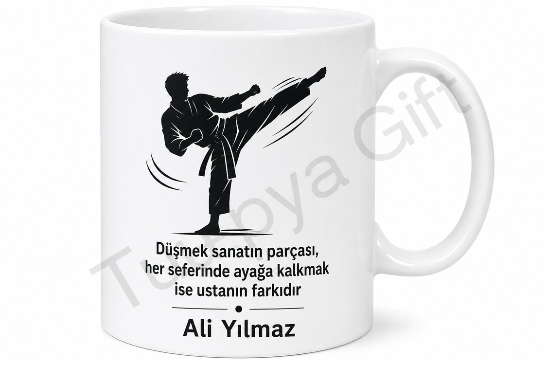 Karateci Hediyesi Kişiye Özel Baskılı Kupa Bardak Karate Hediye