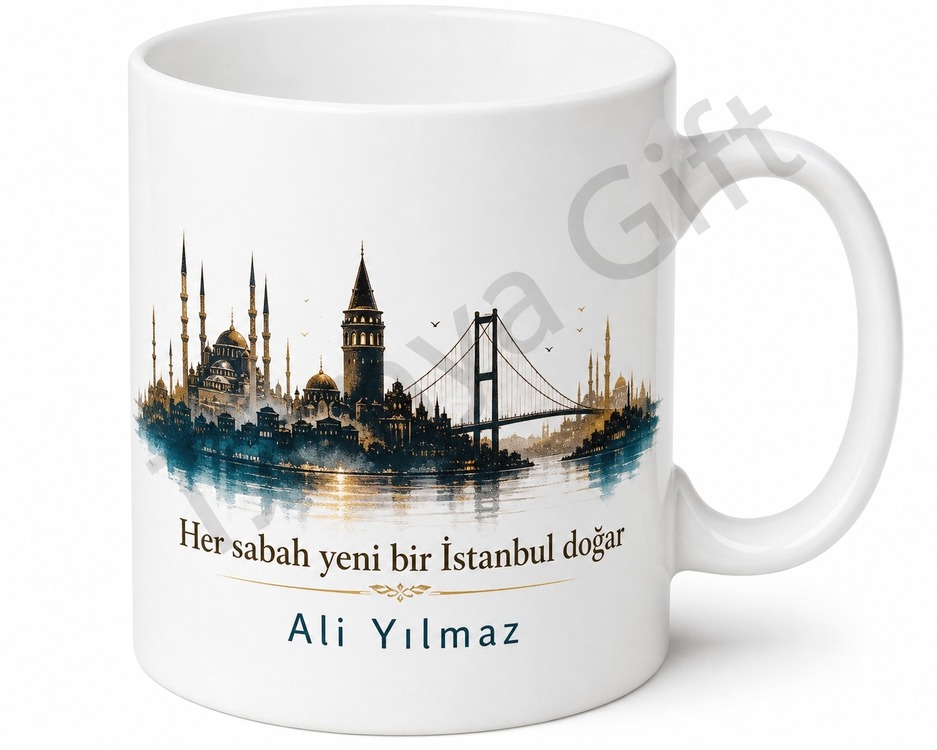 İstanbul Silüeti Baskılı Kupa Bardak Özel Tasarım Hediye Mug