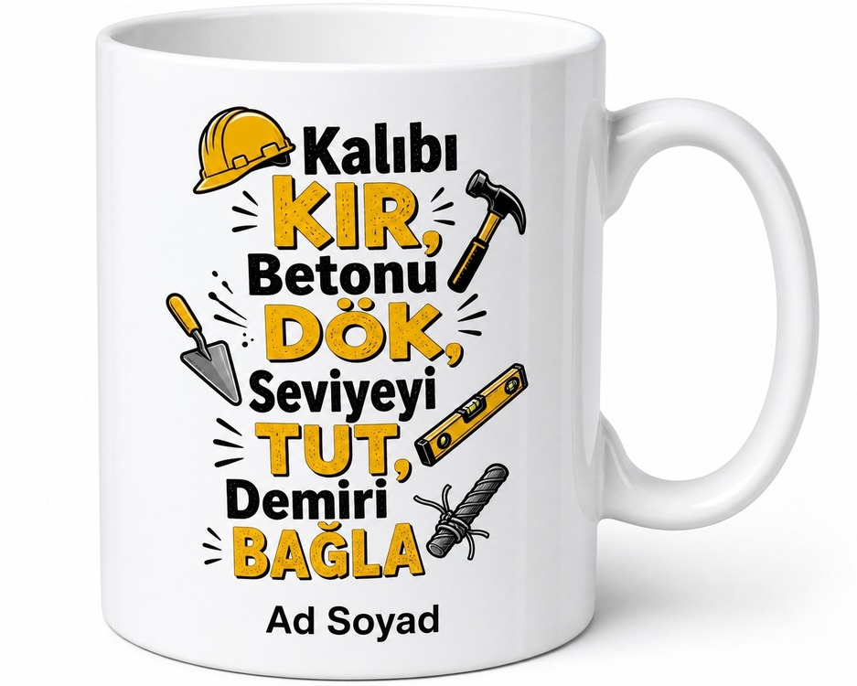 İnşaatçı Jargonu Yazılı Komik Baskılı Kupa Bardak Hediye İnşaat Mühendisi