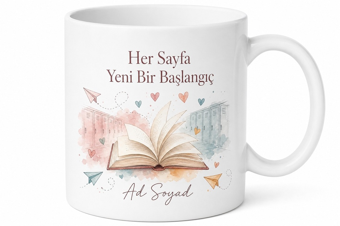 Gençlik Kitapları Lise Yılları Okul Koridorları Temalı Baskılı Porselen Kupa Bardak Hediye
