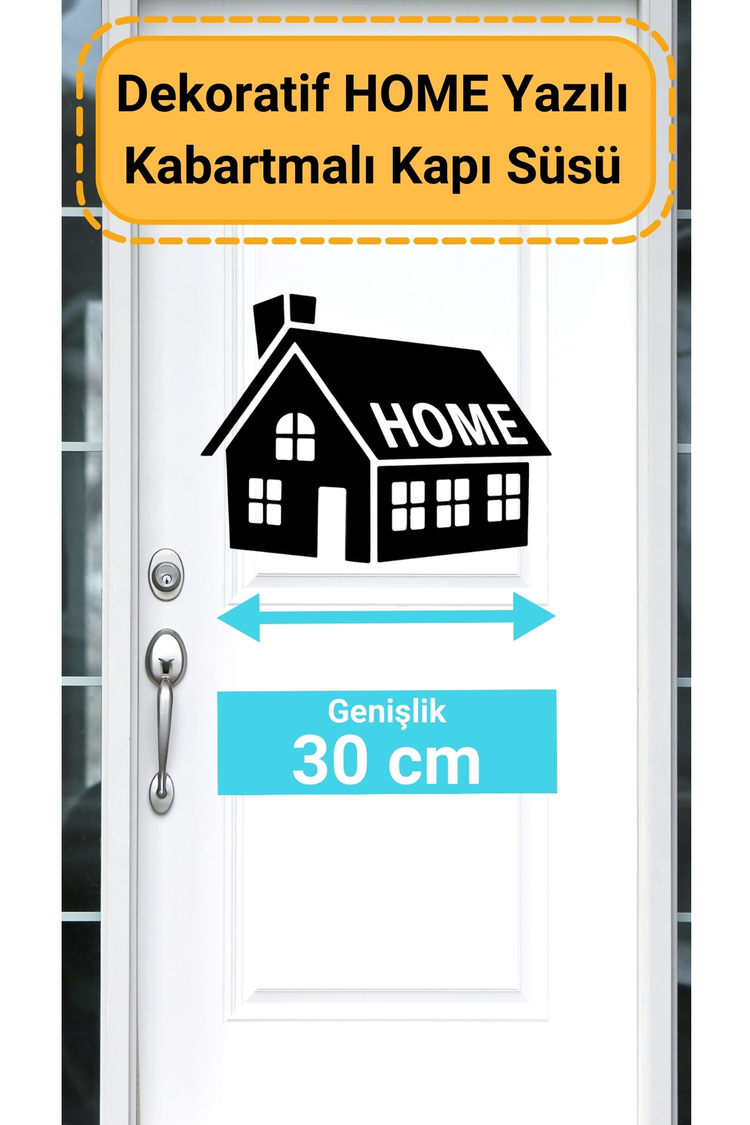 30 cm Genişliğinde Dekoratif HOME Yazılı Kabartmalı Kapı Süsü - Şık ve Modern Tasarım