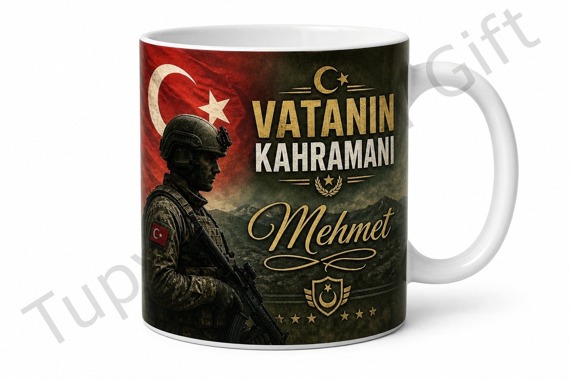 Askere Hediye İsme Özel Baskılı Kupa Bardak Asker Uğurlama Hediyesi