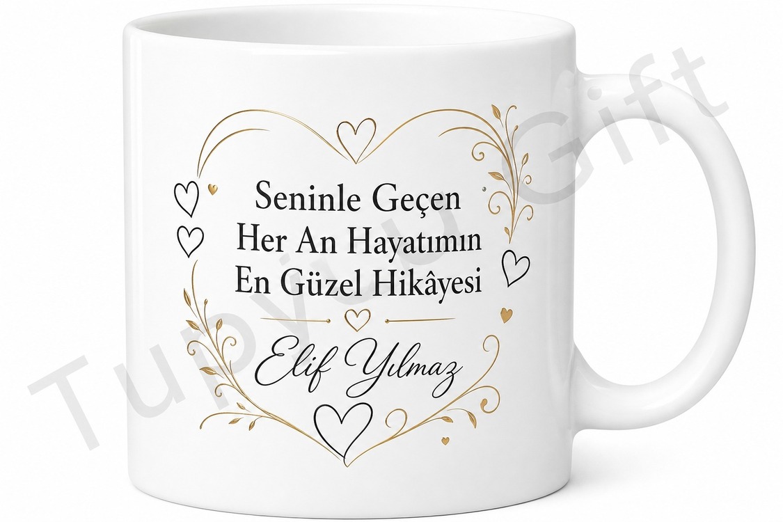 Eş İçin Kişiye Özel İsimli Baskılı Kupa Bardak Yıldönümü Hediyesi