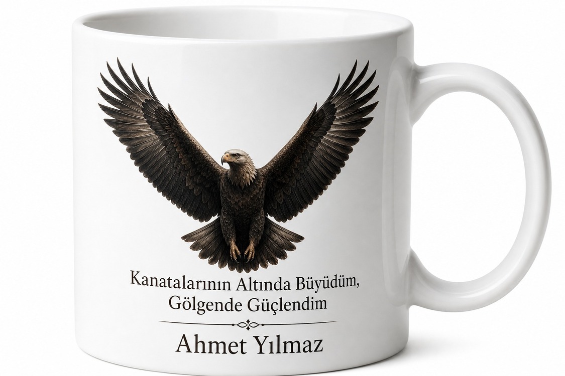 Kartal Baba Yazılı Yüce Tasarım Kupa Bardak Babalar Günü Hediyesi