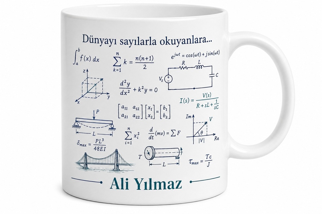 Mühendislik Formülü Temalı Özel Baskılı Kupa Bardak Mühendis Hediye