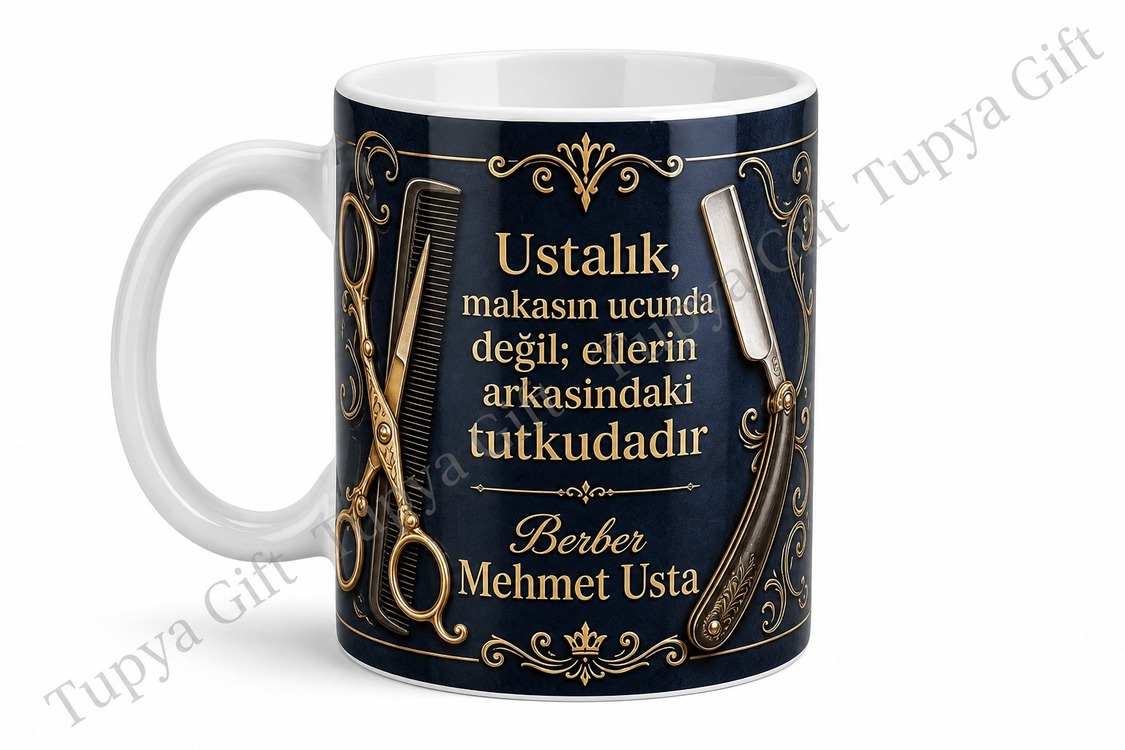 Berbere Hediye İsme Özel Baskılı Kupa Bardak Berber Günü Hediyesi