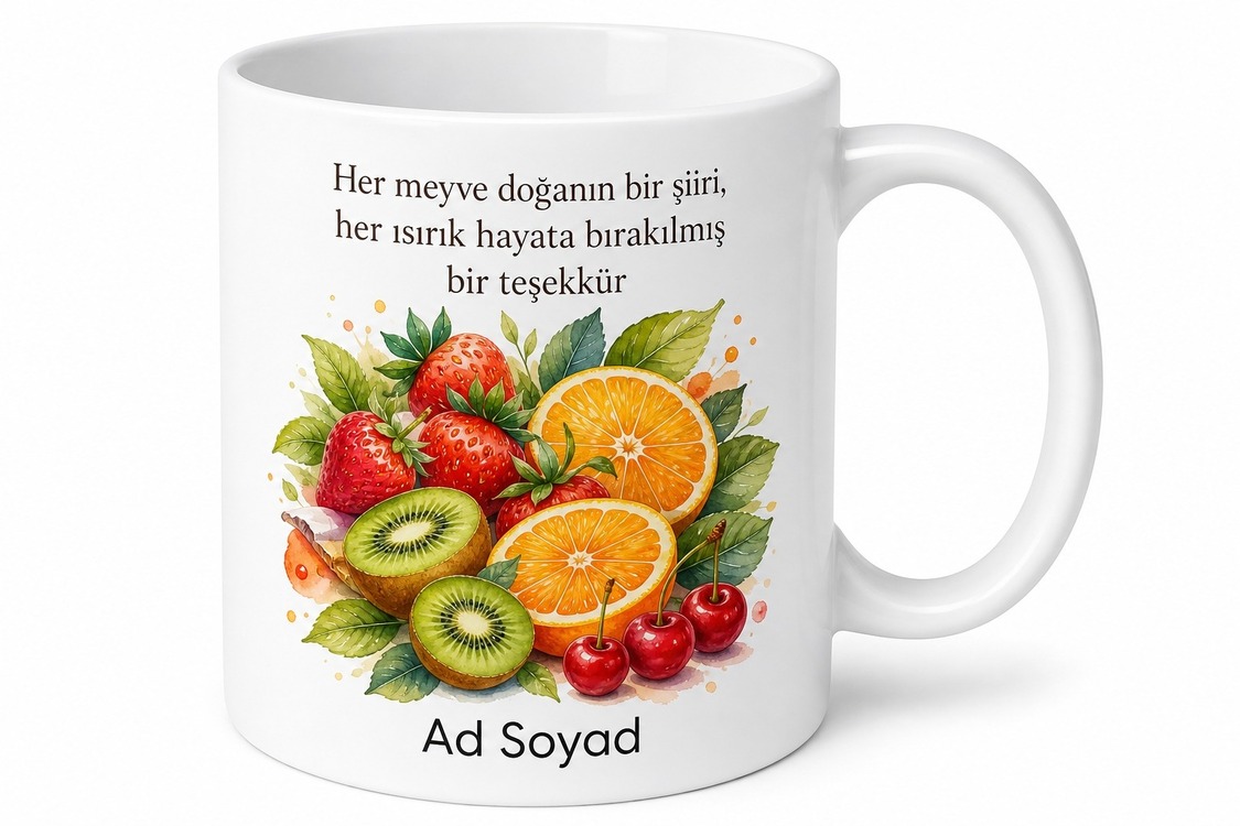 Dünya Meyve Günü Doğanın Tatlı Hediyelerini Tüketenlere Özel Baskılı Kupa Bardak Hediye