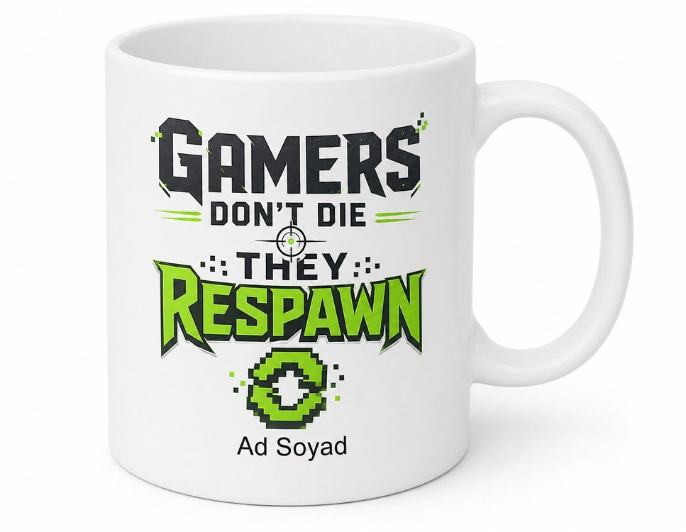 Gamers Dont Die They Respawn Yazılı Oyuncu Kupa Bardak Gamer Hediye