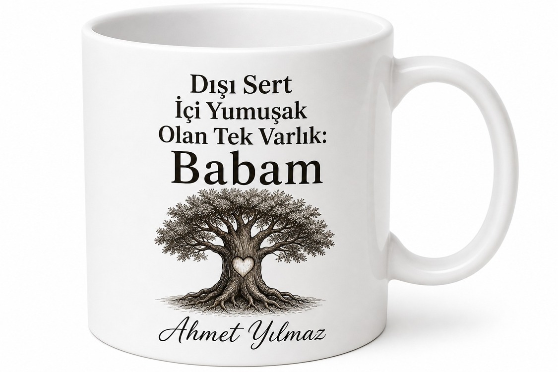 Dışı Sert İçi Yumuşak Baba Yazılı Kupa Bardak Babalar Günü Hediye
