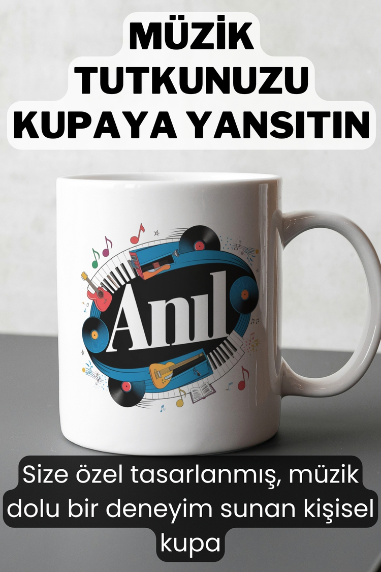 Kişiye Özel Müzik Temalı Kupa – Müzik Tutkunlarına Özel İsimli Hediye