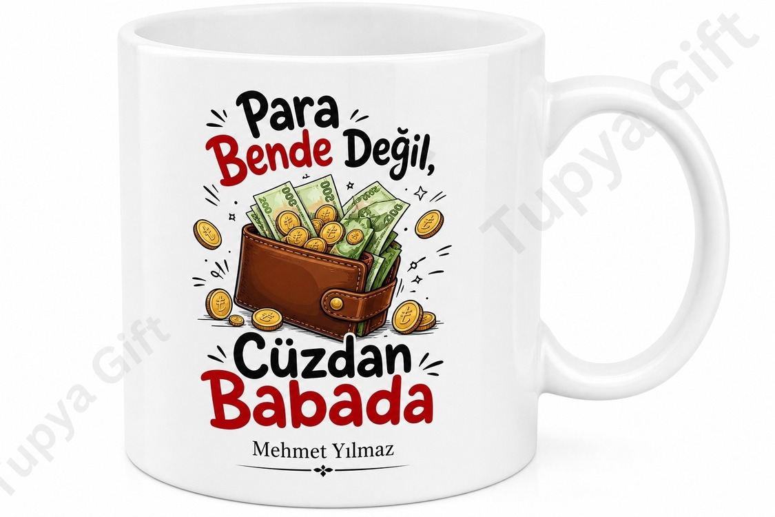 Cüzdan Baba Yazılı Esprili Kupa Bardak Babalar Günü Hediyesi Komik Baba Kupası