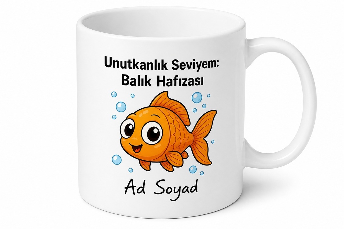 Her Şeyi Unutan Arkadaşa Unutkanlık Seviyem Balık Hafızası Kupa Bardak Hediye