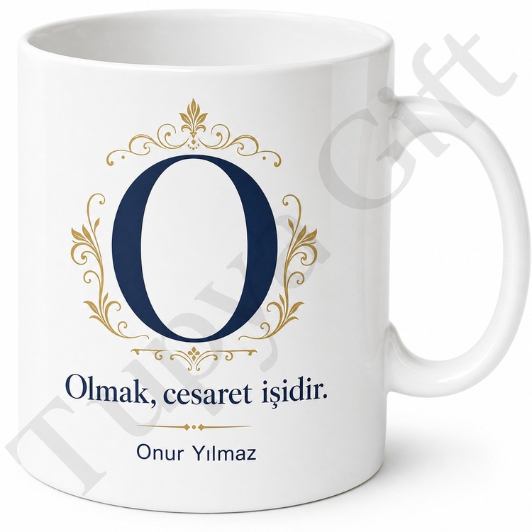 O Harfi Baskılı Kişiye Özel Porselen Kupa Bardak Harf Hediye