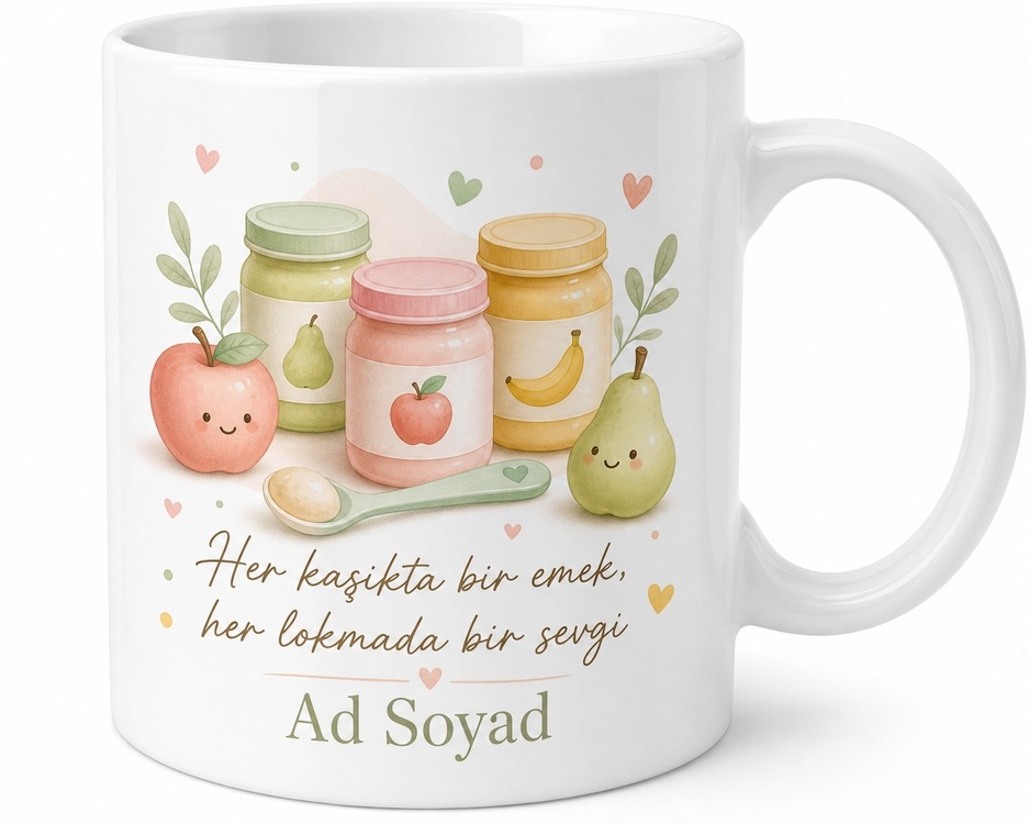 Kavanoz Maması Yedirenlere Özel Pratik Beslenme Meyve Püresi Yolculuk Maması Kupa Hediye