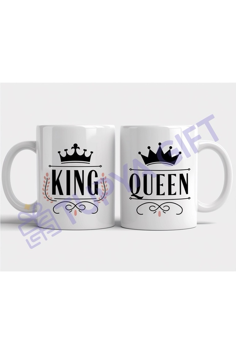 King ve Queen Çift Kupa Seti - Sevgililer Günü Hediyesi