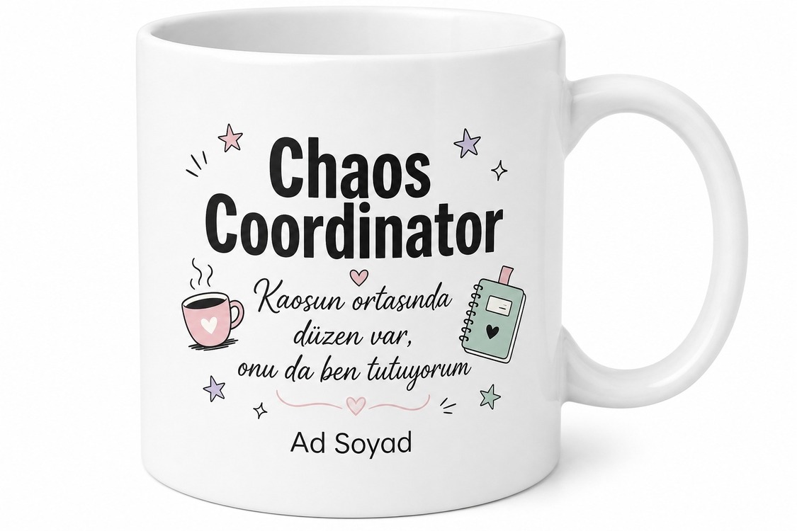 Chaos Coordinator Kaos Koordinatörü Anne Baskılı Porselen Kupa Bardak Hediye