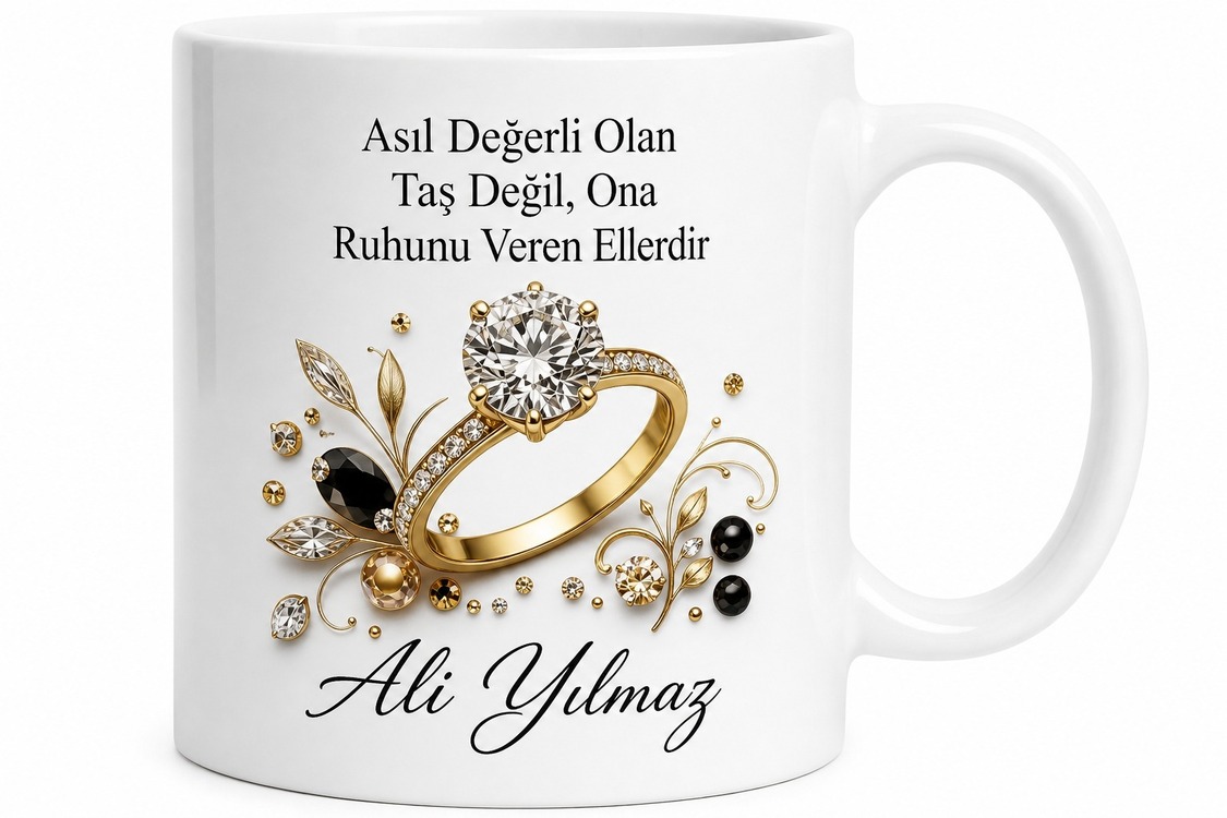 Mücevher Tasarımcısı Altın Ve Pırlanta Sanatkarı İsim Yazılı Kupa Bardak Hediye