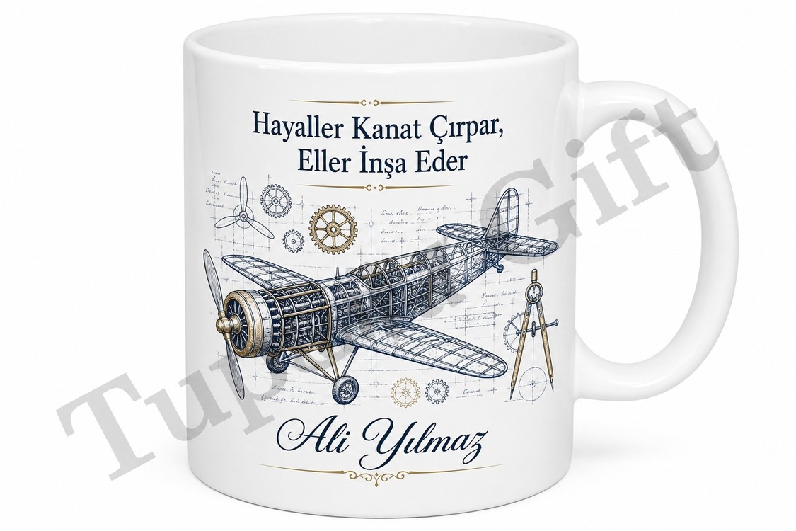 Model Uçak Hobisi Temalı Baskılı Kupa Bardak Hediye Maket Uçak Severlere